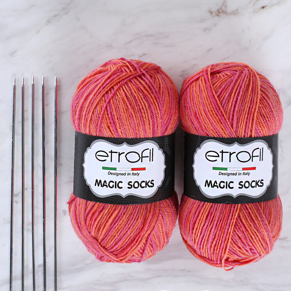Etrofil Magic Socks Kit 2'li Yumak Ebruli Çorap Örgü İpi